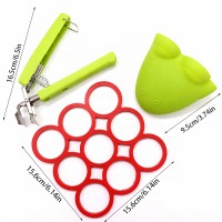 Heat resistant set of 4 pieces multipurpose silicone insulation hot pot trivet holder mat  and oven mitts dish clip tableware